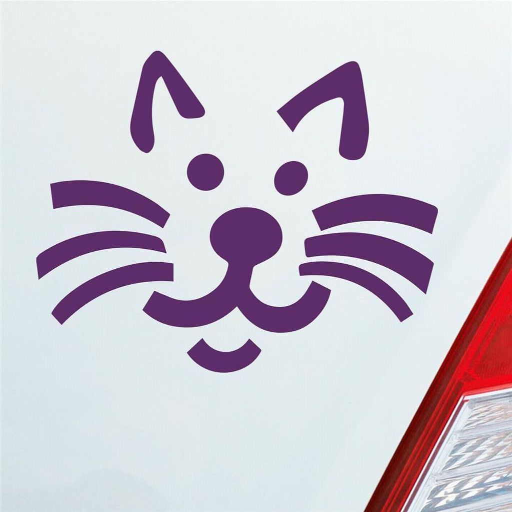 Auto Aufkleber Katze Cat Animal Tier Süß Mieze 10x8 cm Lila Sticker Heckscheibenaufkleber