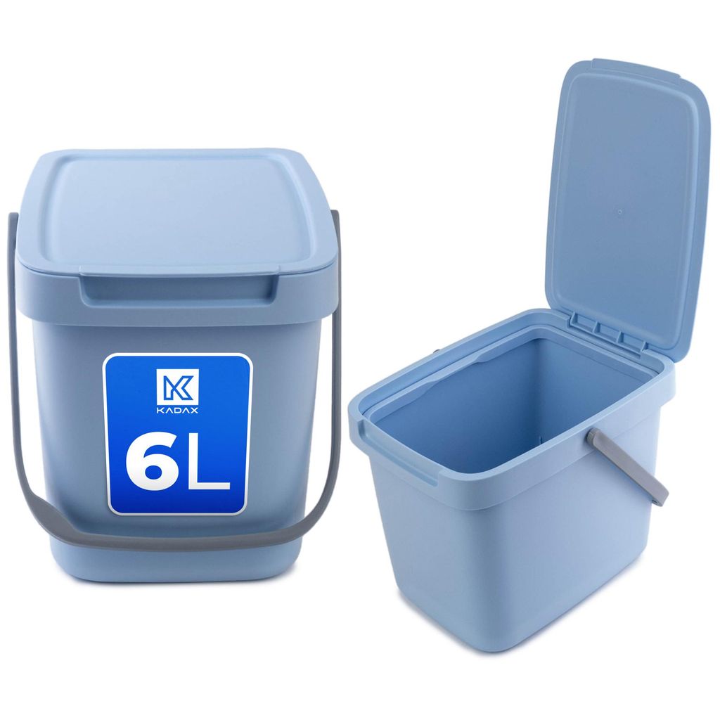 KADAX Abfallbehälter mit Deckel und Griff, Abfalleimer aus Plastik, Mülleimer für die Mülltrennung (Blau, 6L)