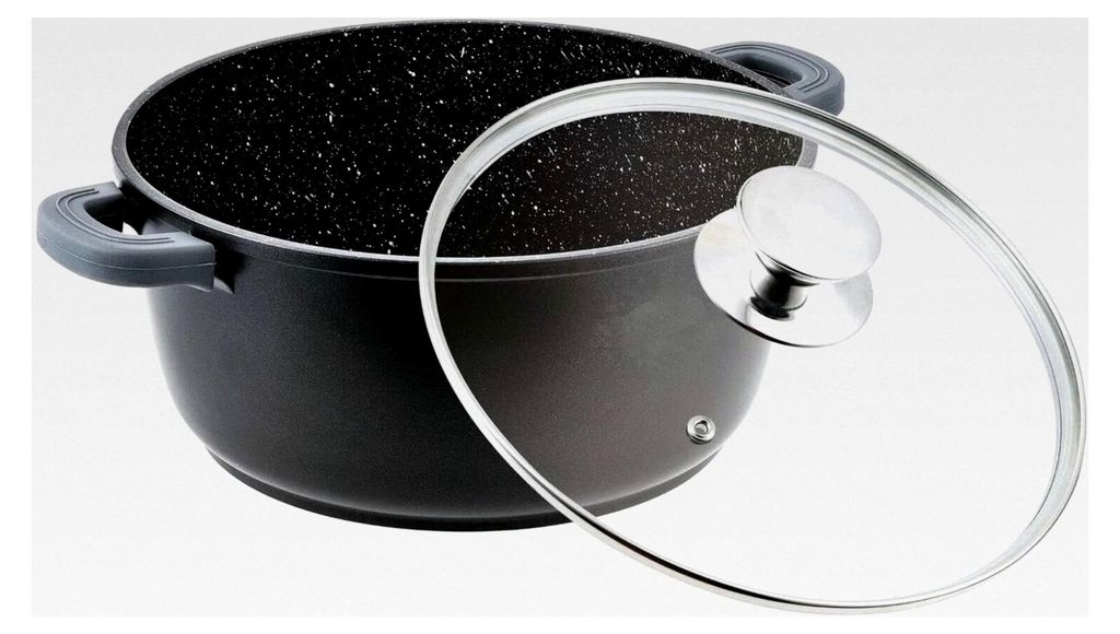 Kochtopf 10 L Suppentopf Aluminiumguss Antihaft Milchtopf Induktion Schmortopf 32 cm mit Glasdeckel