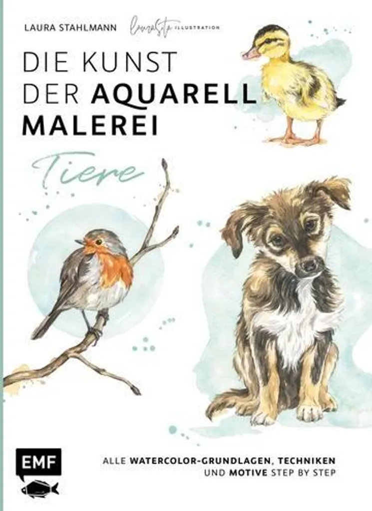 Livre Aquarelle Animaux : Techniques et Motifs Step by Step - 128 Pages
