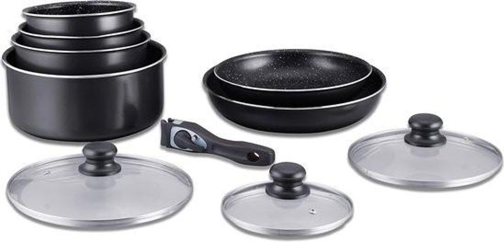 Kochgeschirrset – Induktionskochgeschirrset – All-Heat-Topf- und Pfannenset – Kochgeschirrset mit Steinbeschichtung und abnehmbarem Griff –...