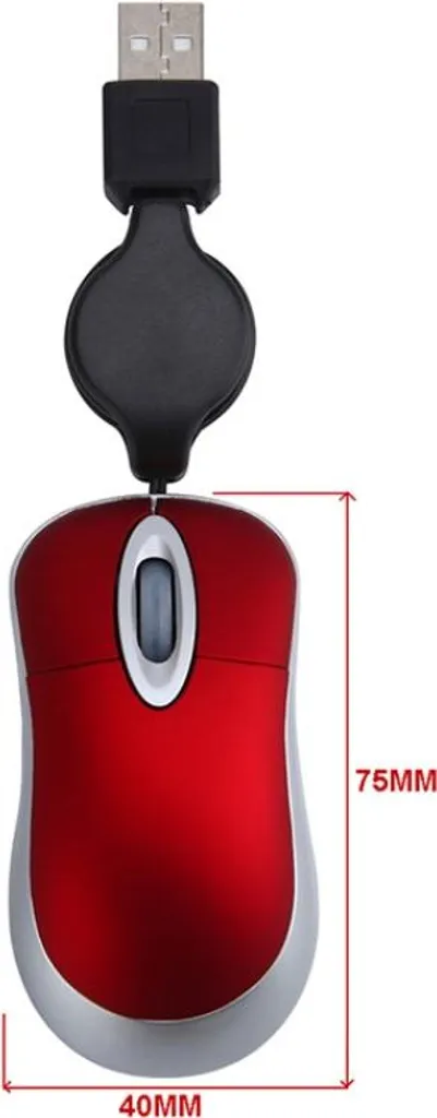 Mouse Business da Viaggio INF Retrattile - Ottico USB Rosso Compatto