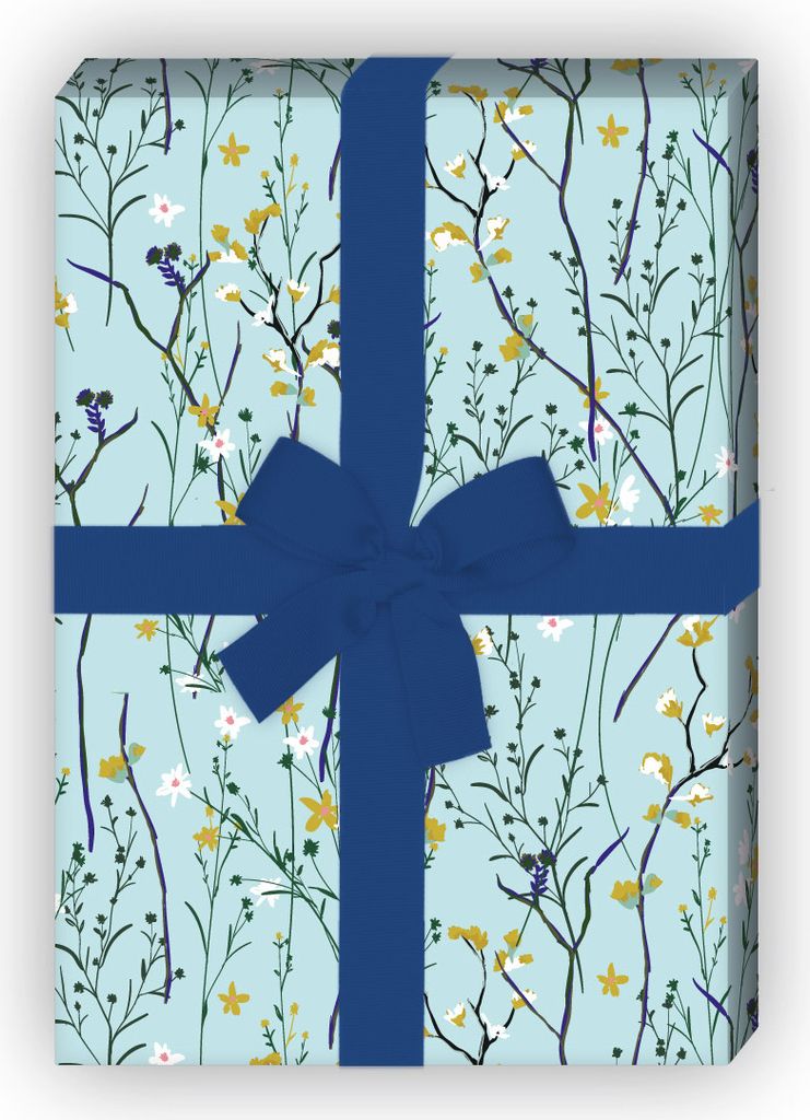 Zartes Natur Geschenkpapier mit Gräsern, türkis - G11625, 32 x 48cm