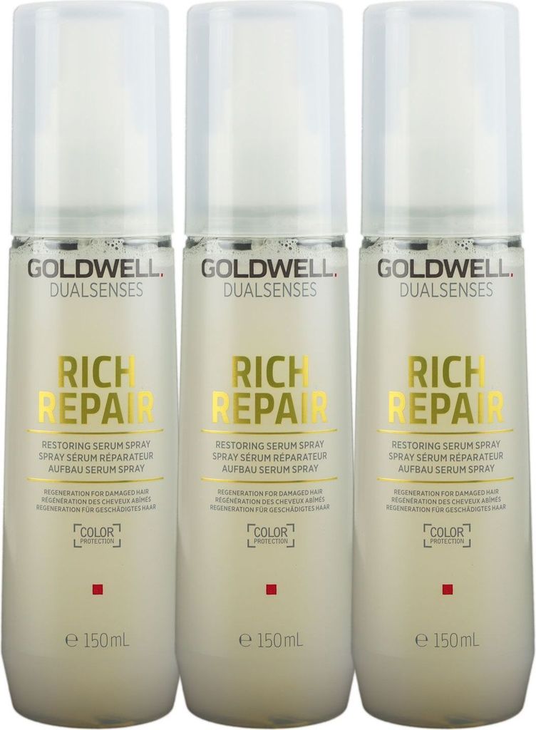 Goldwell Rich Repair Restoring 3 x 150 ml Serum Spray Leave In Set