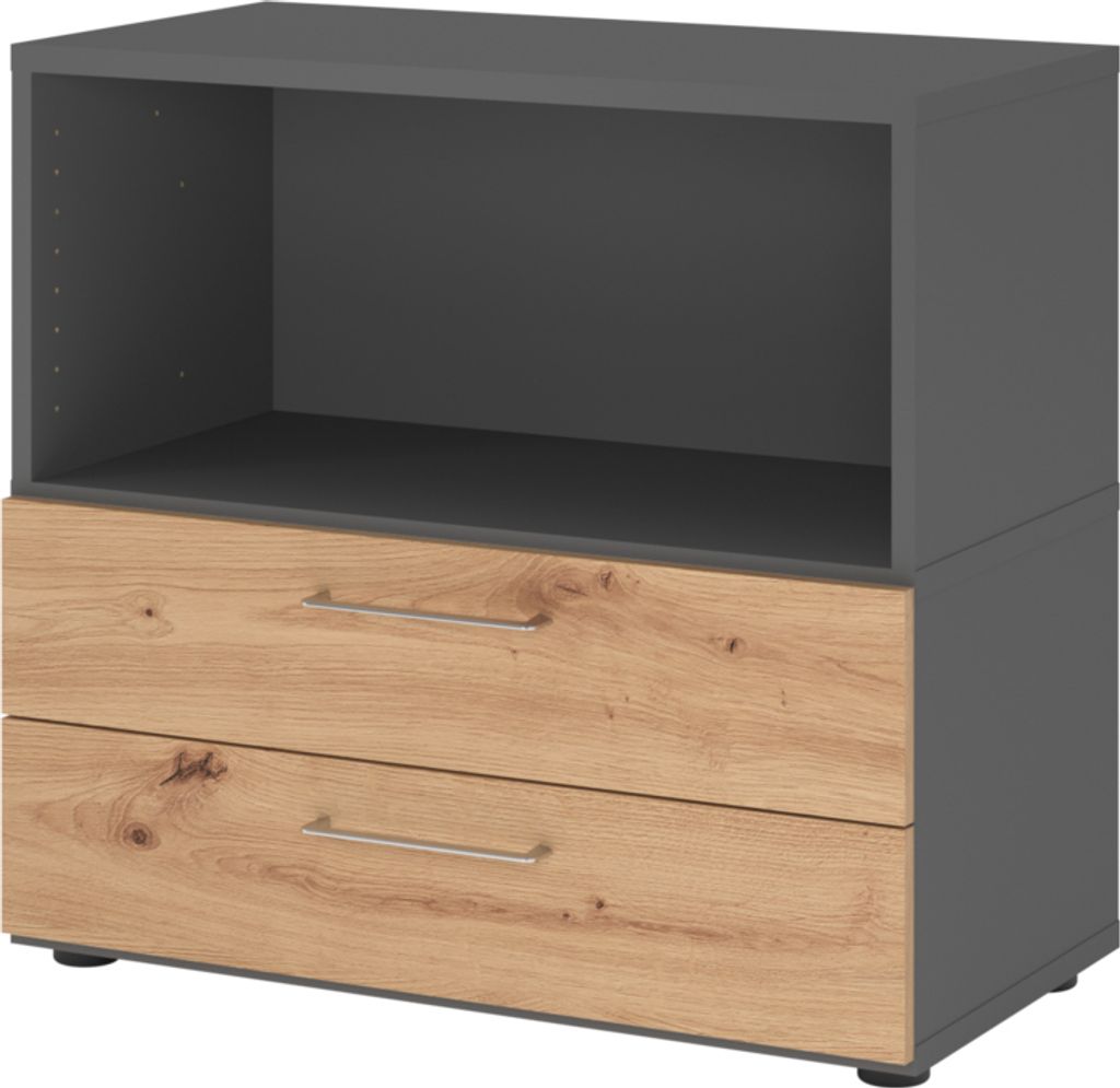 HAMMERBACHER Regalschrank FlexWall, VFW28S2KG/G/R/BS grafit, asteiche 80,0 x 40,0 x 74,6 cm