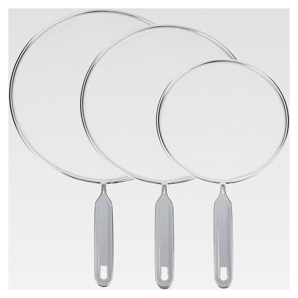 Pfannenspritzschutz | 3-teiliges Set | ∅ 20-29 cm | rostfreier Edelstahl | Fettspritzschutz