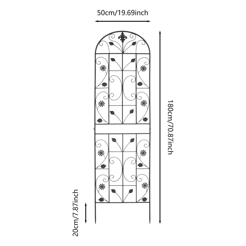 2x Pflanzengitter Schwarz Garten-Spalier, Pflanzenklettergerüste, Eisen-Pflanzenklettergerüste