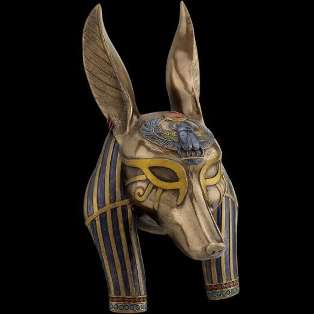 Statuetta Dio Anubi Bronzo 27cm - Maschera Egizia Artigianale Veronese