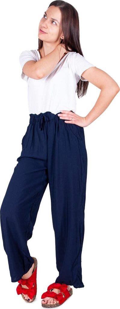 Damen Sommer lange gerade Hose dunkelblau S-M YOCLUB