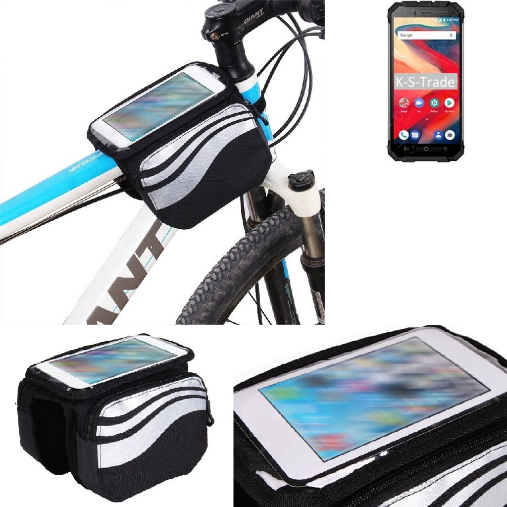K-S-Trade Rahmentasche Fahrrad-Halterung kompatibel mit Ulefone Armor X2 Rahmenhalterung Fahrrad Handyhalterung Fahrradtasche Handy Smartphone