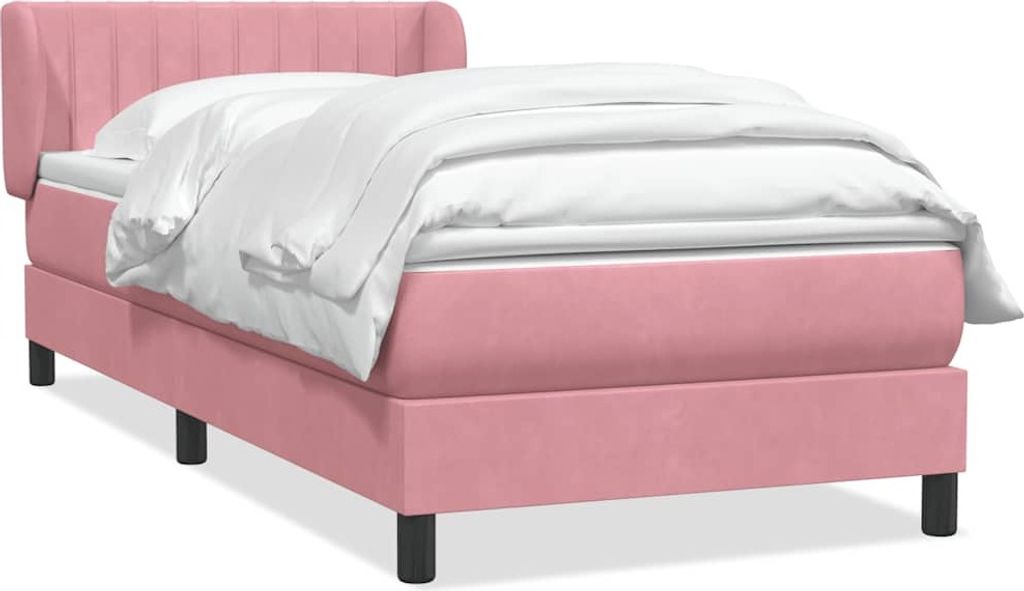 vidaXL Boxspringbett mit Matratze Rosa 80x220 cm Samt