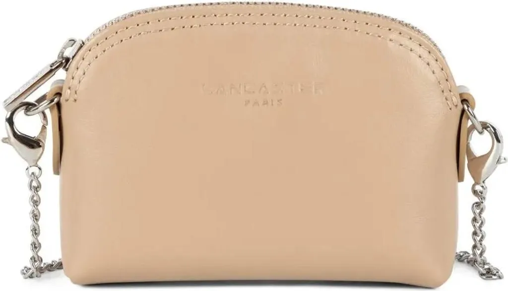 Petit Porte-monnaie Lancaster Paris PM Beige en Cuir Véritable Grainé
