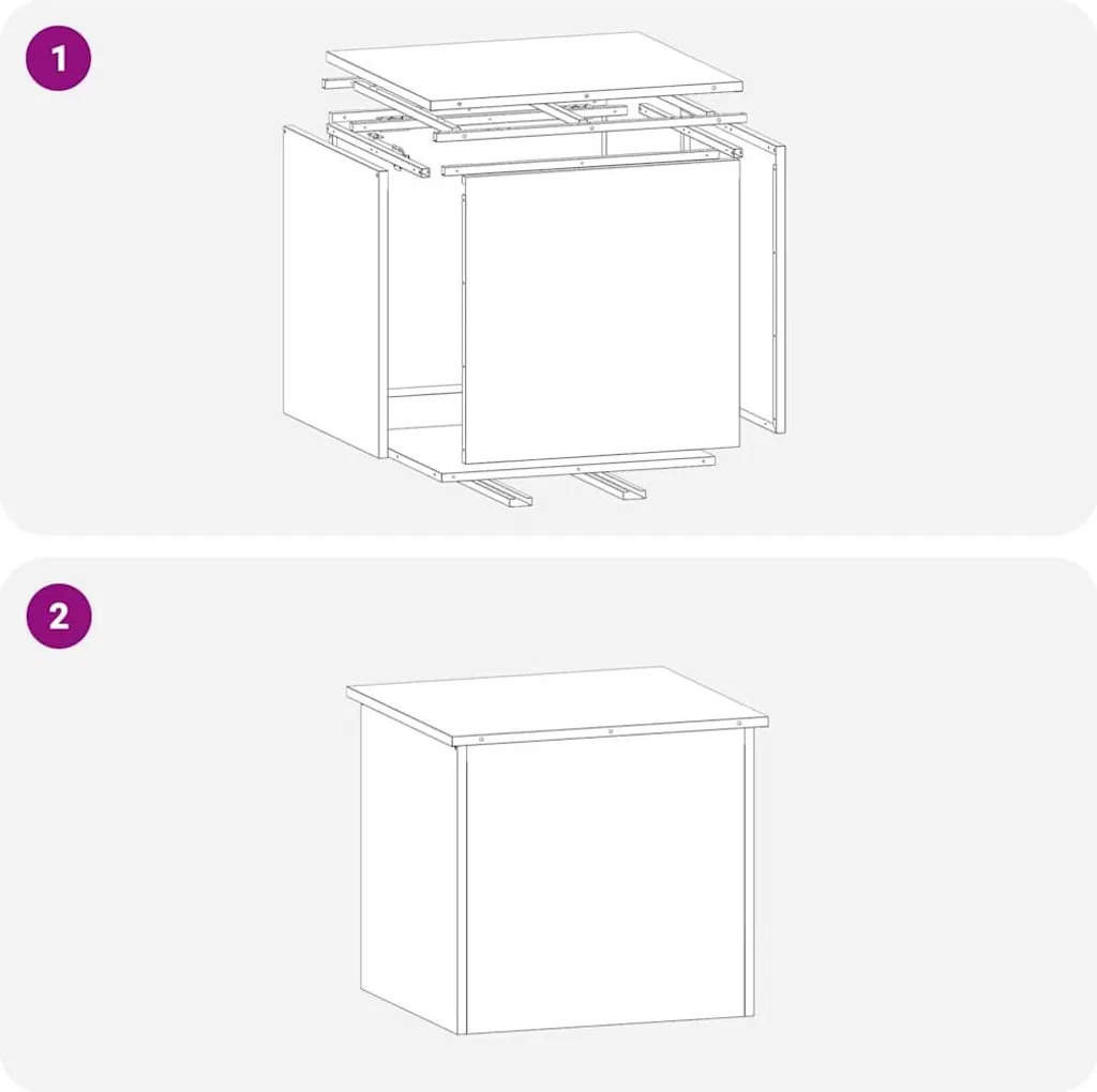 Box Esterno Acciaio Nero 55x50,5x50 - Baule Organizer Tuttofare - 7