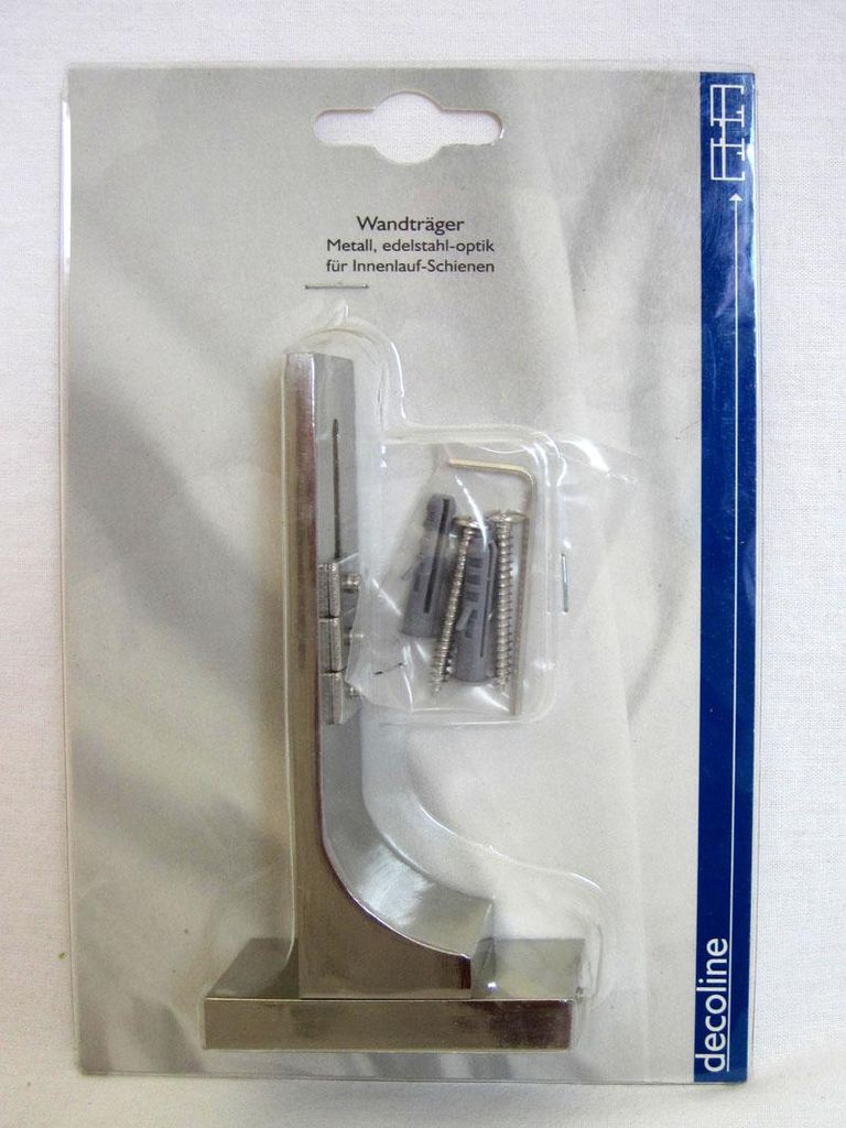 Wandträger Metall, Edelstahl-Optik für IL- und Flächenvorhangschienen 4,5-8 cm