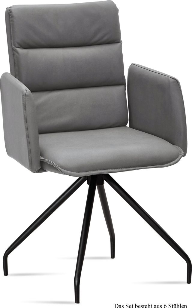 Armlehnstuhl (6er-Set) Dianne 52x92x60 Schwarz/Grau