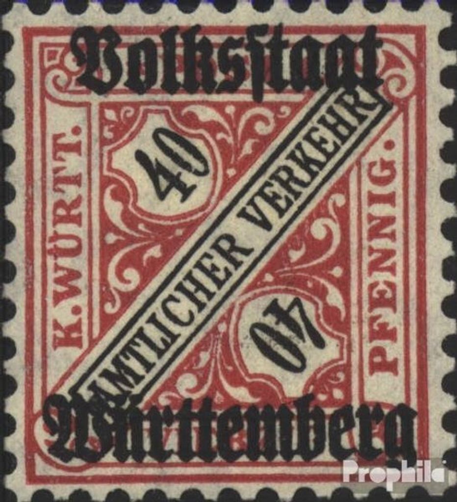Briefmarken Württemberg 1919 Mi D268 postfrisch Ziffern in Schildern