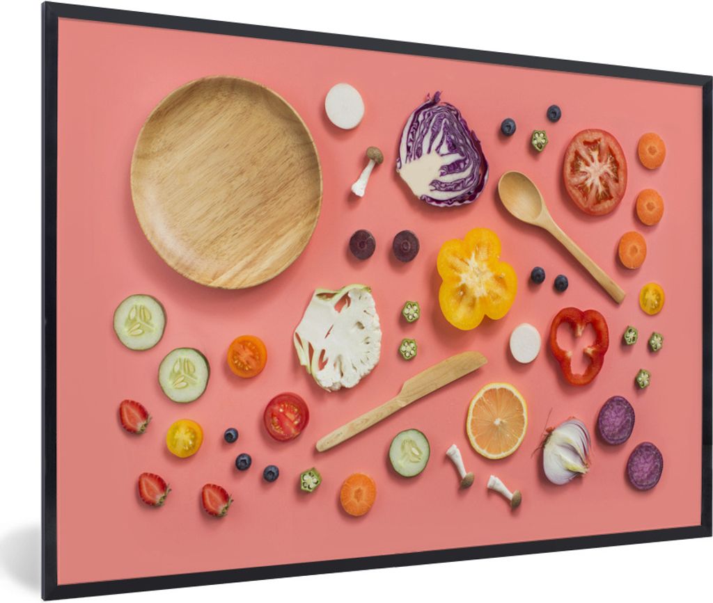 MuchoWow Gerahmtes Poster Lebensmittel - Küche - Gemüse 30x20 cm - Poster mit Schwarzem Bilderrahmen Wandposter Rahmen Foto Bilder - Kunstdruck...