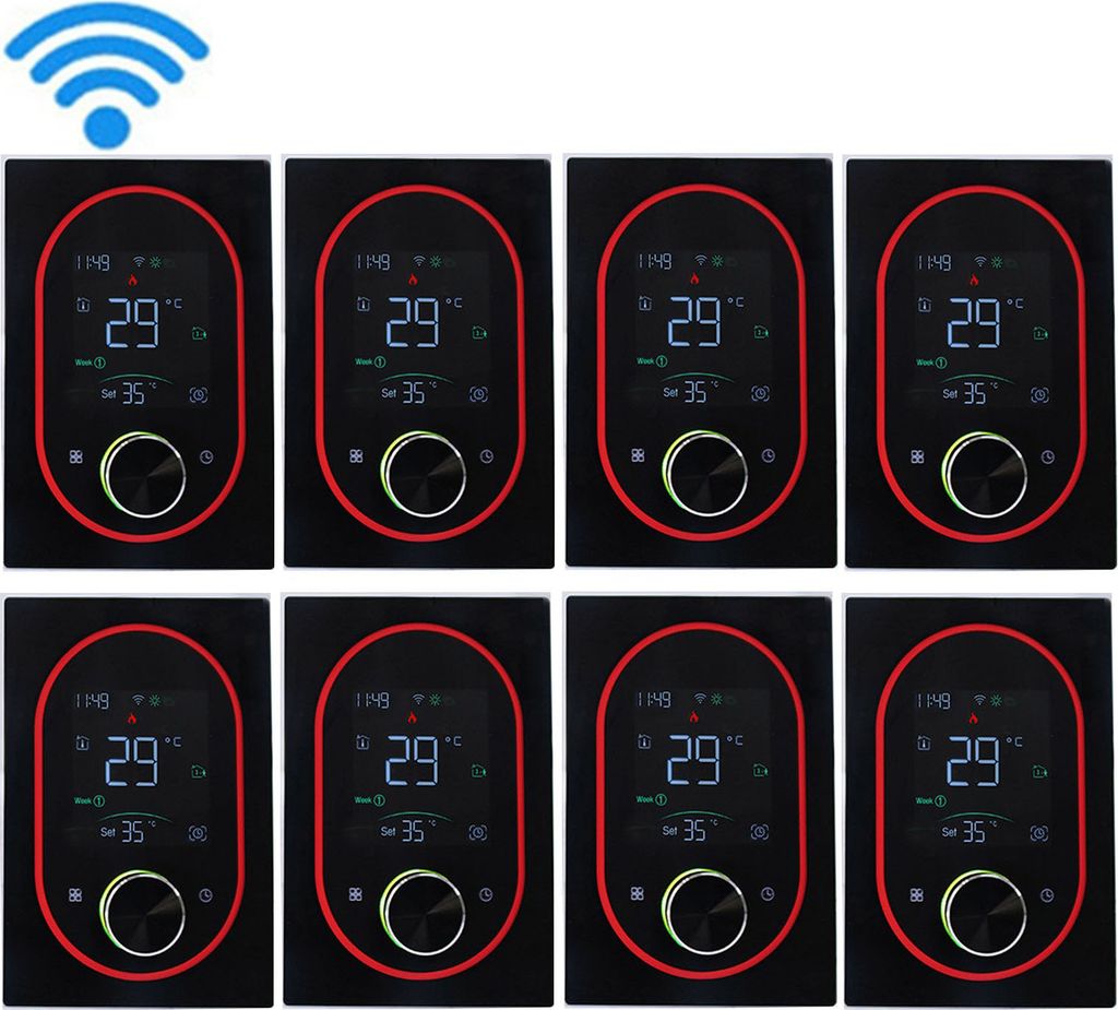 8x Digital WiFi Thermostat Smart Raumthermostat fuer Elektrische Fussbodenheizung mit VA-Touchscreen, einstellbarem Knopf, 5+1+1 Wochenprogrammierung