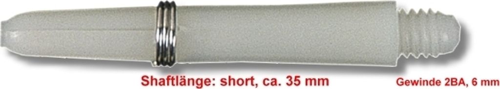 10 Set Shaft Nylon + Ring short, ca. 35 mm, weiß - Schaft für Dartpfeile