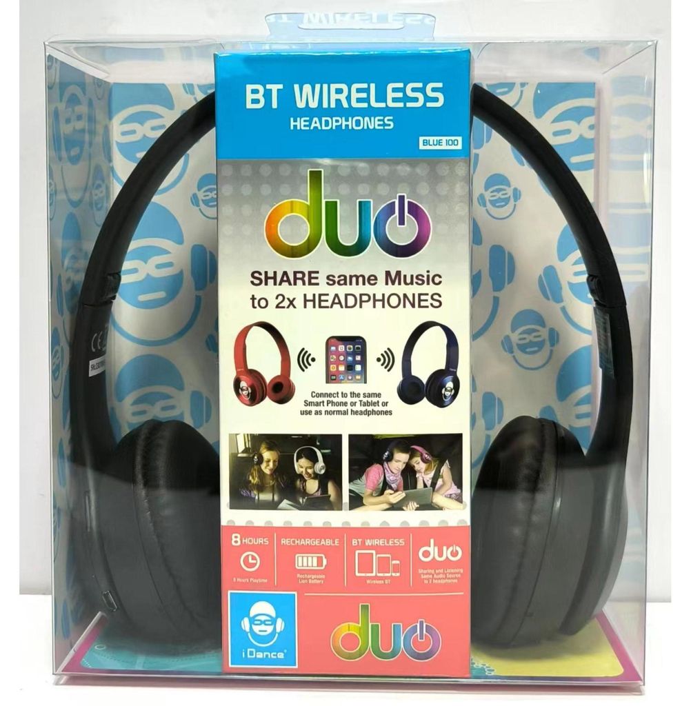 iDance kabelloser Kinder-Kopfhörer schwarz bluetooth mit DUO-Funktion