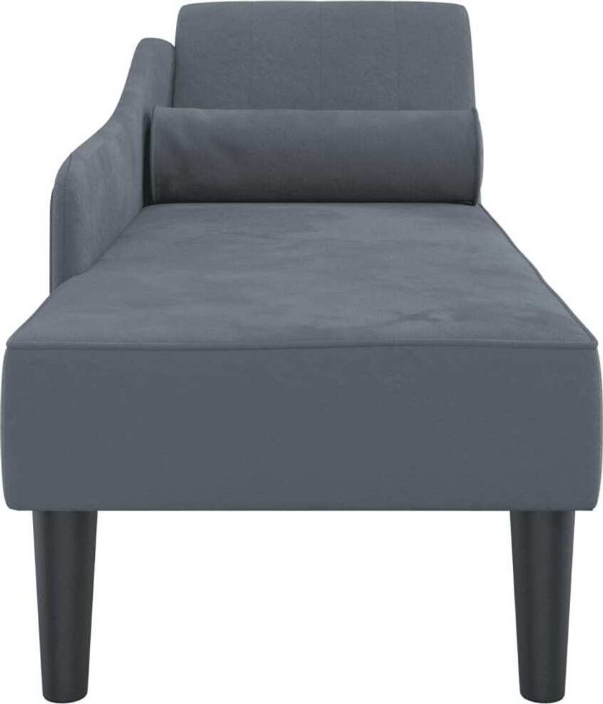 vidaXL Chaiselongue mit Kissen Dunkelgrau Samt Produktbild 3
