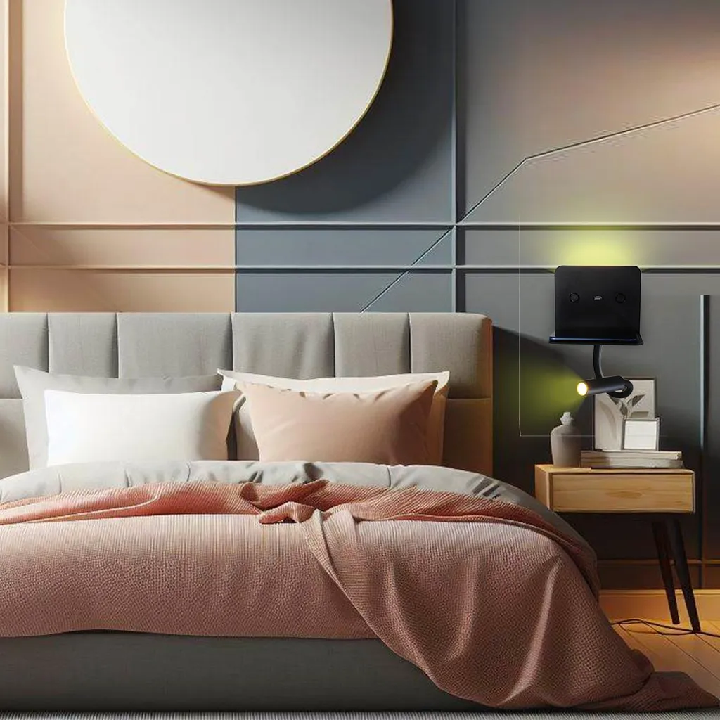 Applique murale gain de place avec liseuse LED et port USB pour smartphone - 5