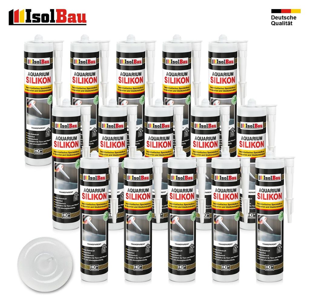Isolbau Aquarium Silikon 15 x 300 ml Transparent Glassilikon dauerelastisch