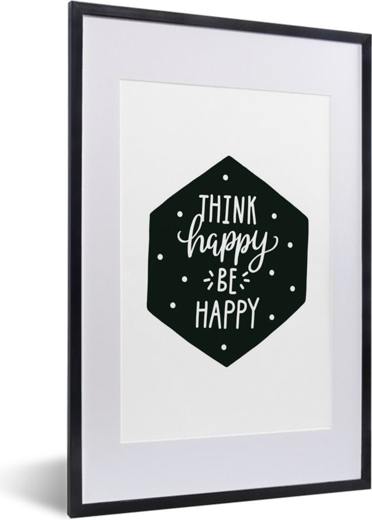 MuchoWow MuchoWow Gerahmtes Poster Zitat - Glücklich - Kind - Jungen - Mädchen - Baby - Kinder 40x60 cm - Poster mit zchwarzem Bilderrahmen -...