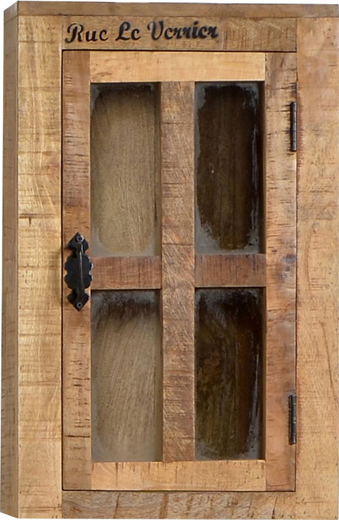 SIT Möbel Hängeschrank | 1 Tür | Mangoholz natur antik | Beschläge antikschwarz | B 44 x T 21 x H 70 cm | 01902-04 | Serie RUSTIC