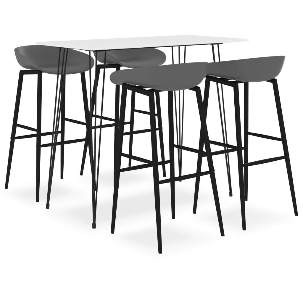 vidaXL 5-tlg. Bar-Set Weiß und Grau