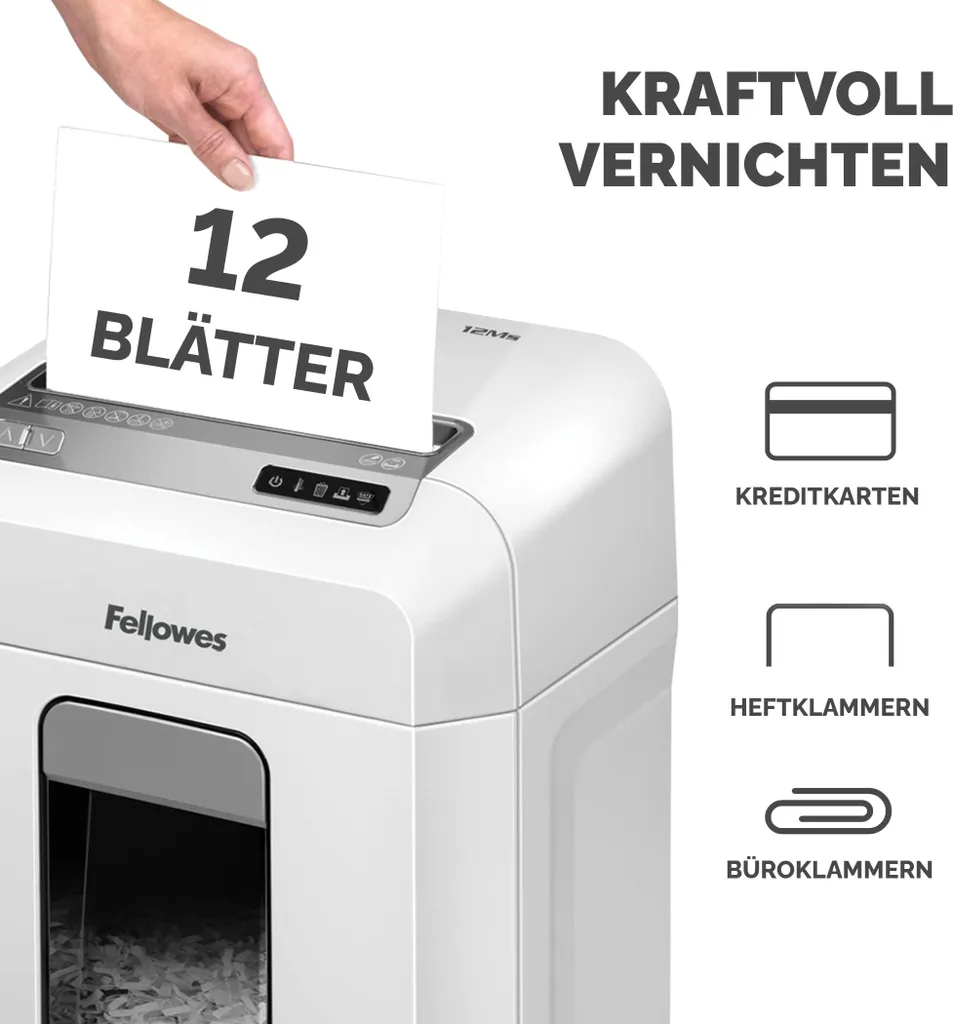 Fellowes Powershred 12Ms Destructeur de Documents Coupe Micro 12 Feuilles - 6