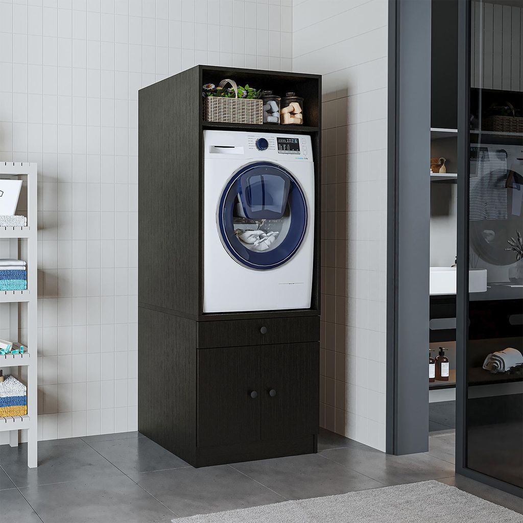 Roomart SERIE 1 Waschmaschinen-Überbauschrank 67 cm breit, Schwarz-Eiche