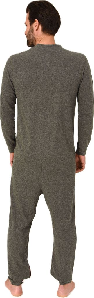 Herren Pflegeoverall langarm Einteiler Schlafanzug mit Reissverschluss Vorne und am Bein ; anthrazit , XXL