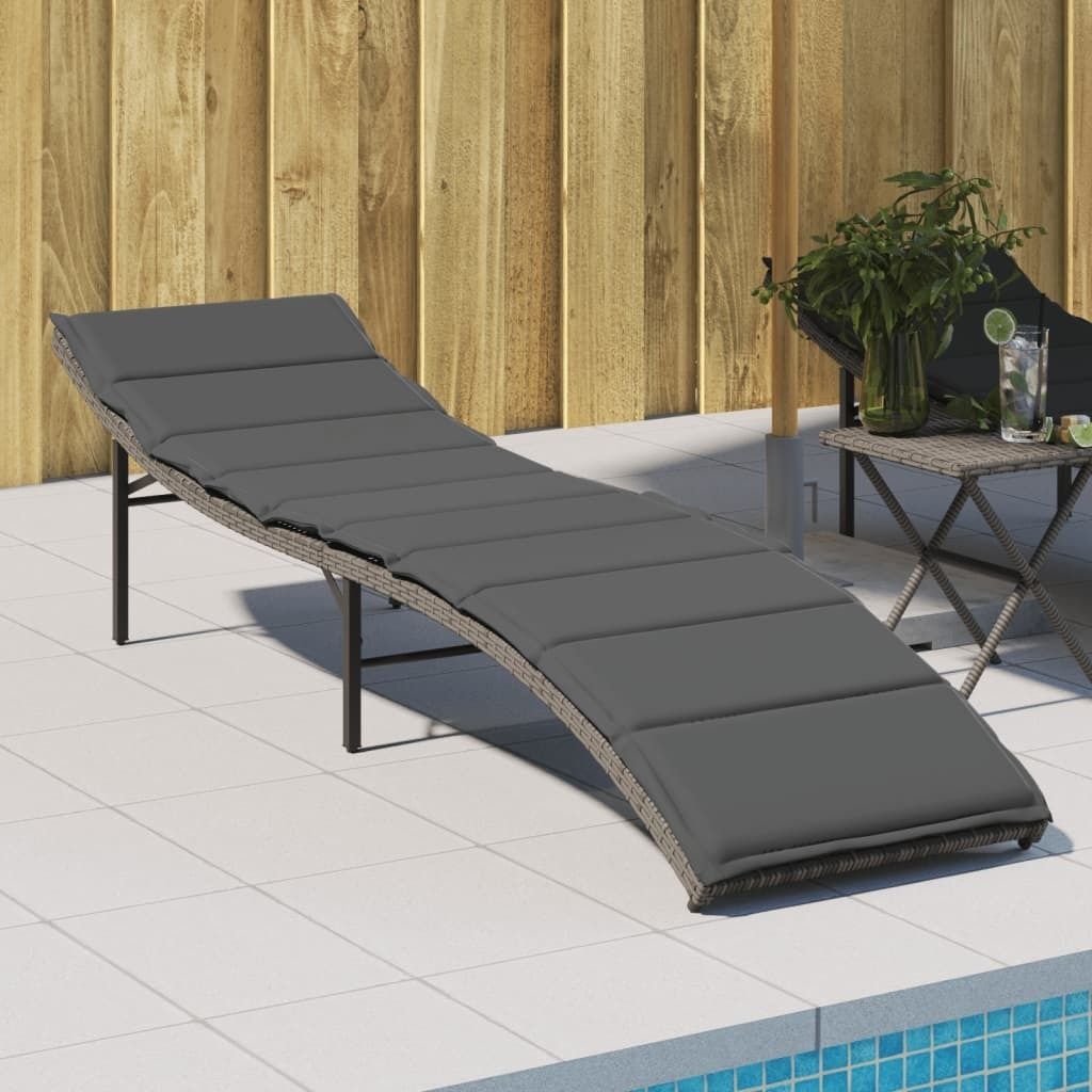 Maison Exclusive - Sonnenliege mit Kissen Grau 55x199x50 cm Poly Rattan