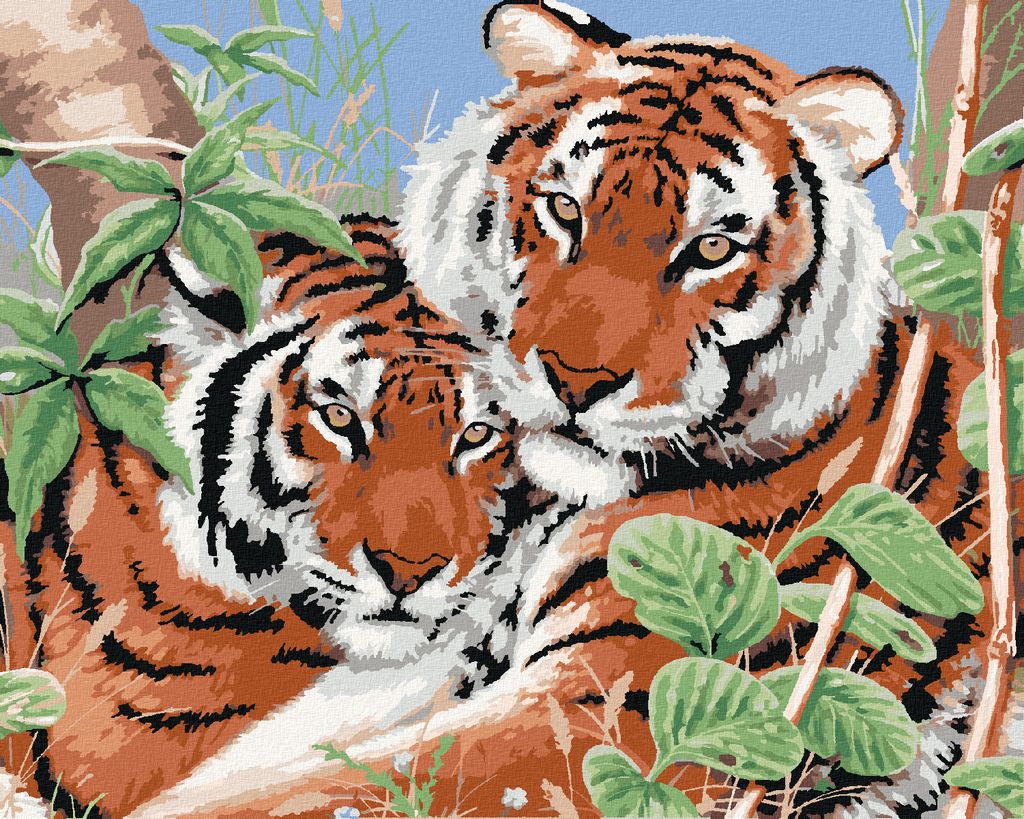 Zuty - Malen nach Zahlen - TIGERZWILLINGE (HOWARD ROBINSON), 40x50 cm, mit Keilrahmen (bereits gespannt)