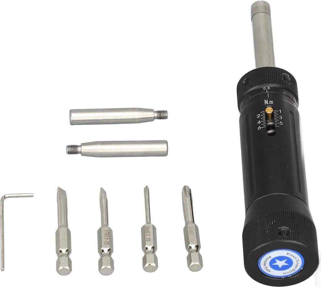 Tournevis dynamométrique anti-surserrage 1-6 Nm avec 4 embouts 1/4"