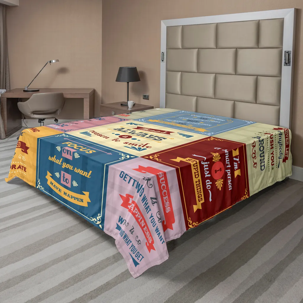 Drap de lit décoratif pour chambre inspirante, 244x205cm, Jaune et Rose