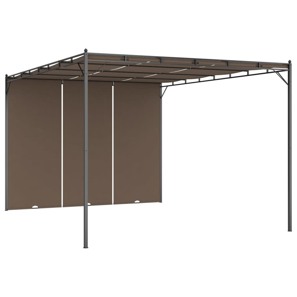 Padiglione da giardino con tenda laterale 4x3x2,25 m Taupe Immagine del prodotto 