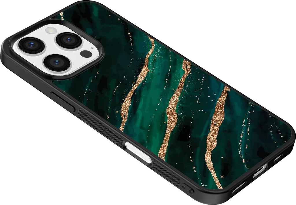 Custodia IPhone 11 Effetto Marmo Verde Con Cinturino Da Polso – Stile Femminile E Protettiva