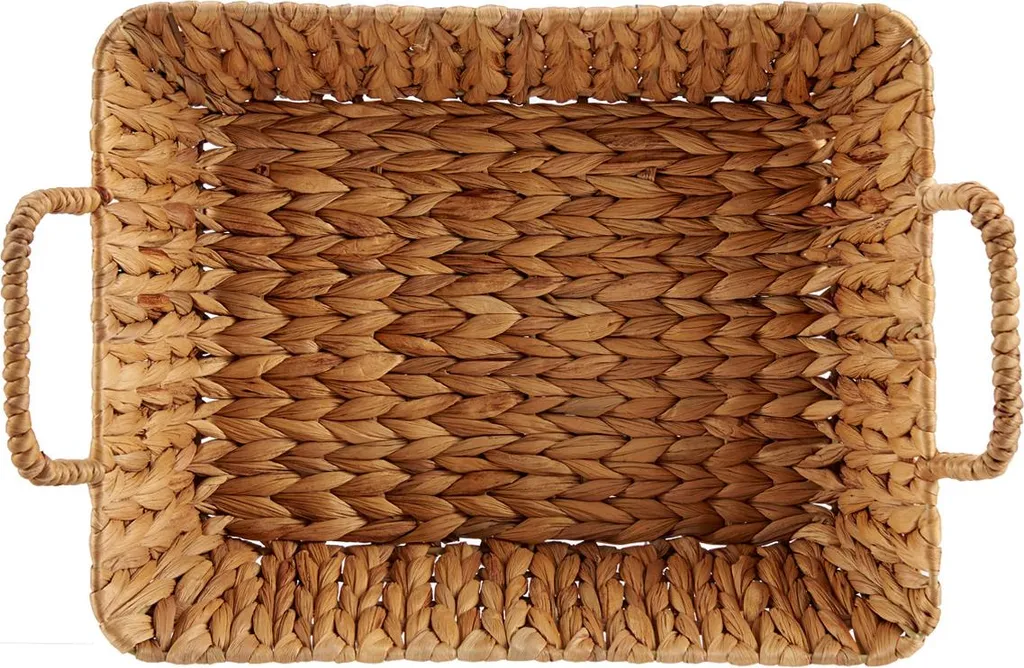 Panier de rangement pour étagère salon en jacinthe d'eau 40x29 cm
