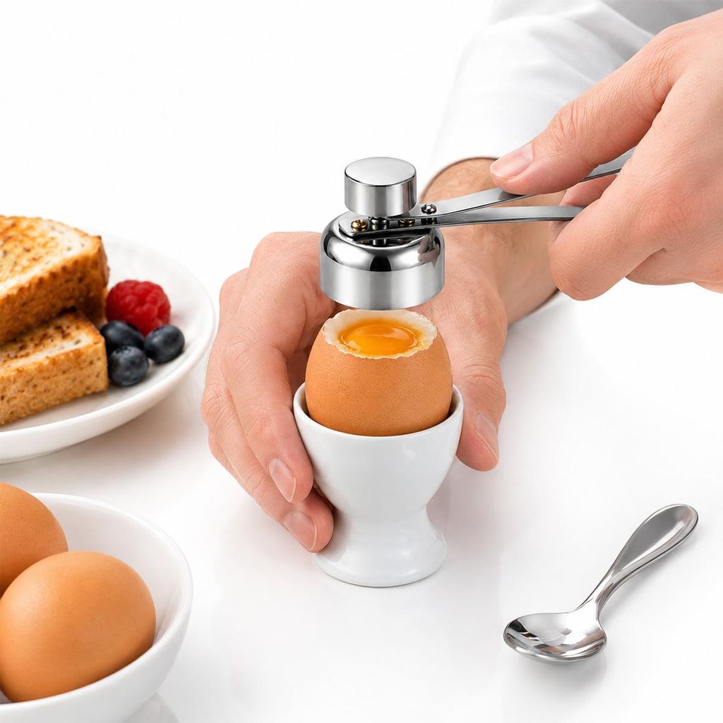 Eierköpfer aus Edelstahl 304, kompakter Eieröffner mit Produktbild 