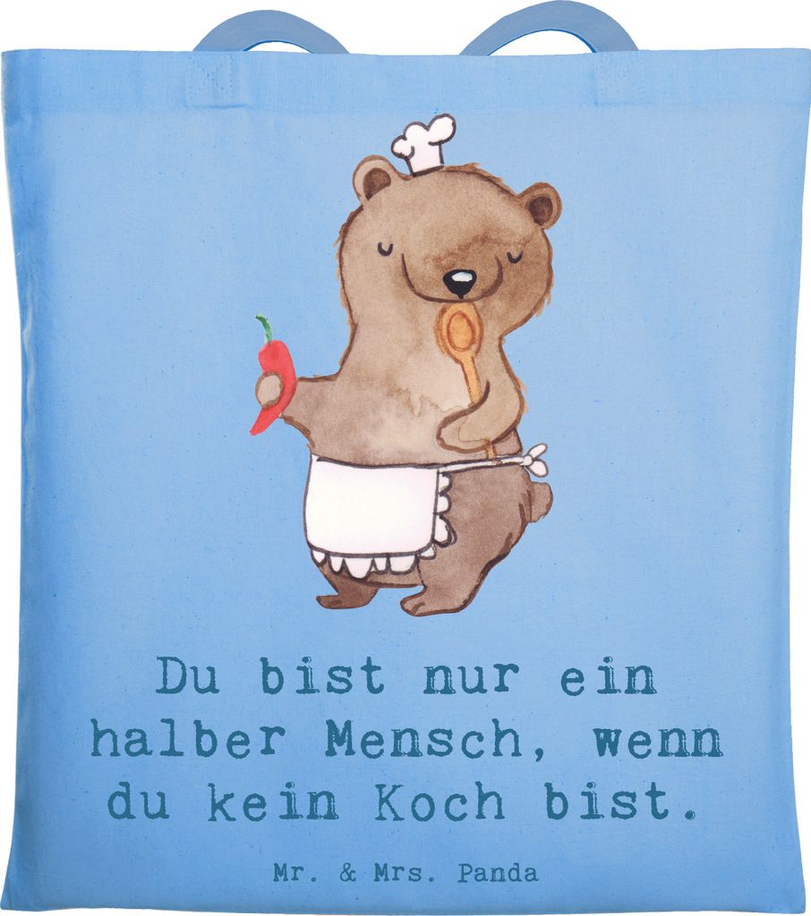 Mr. & Mrs. Panda Einkaufstasche Koch Herz - Sky Blue - Geschenk, Laptoptasche, Lustig, Restaurant, Fernsehkoch, Tote Bag, Büchertasche, Shopping T...