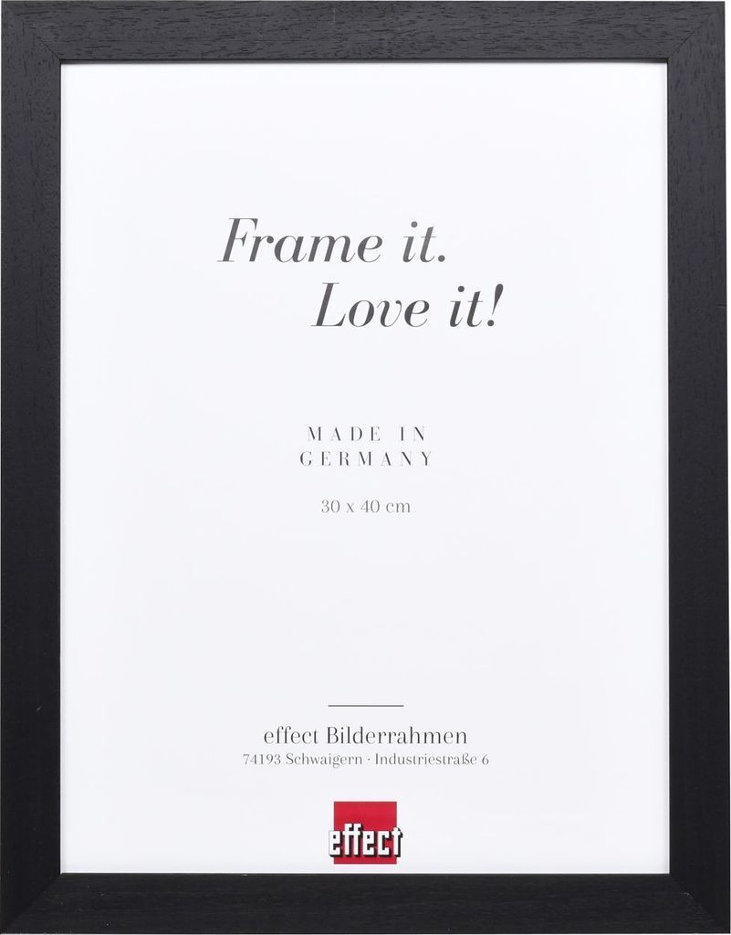 Effect Holz-Bilderrahmen Profil 55 schwarz 20x25 cm Normalglas mit Abstandsleiste