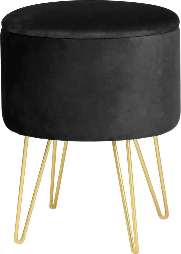 Akord Coffre Tabouret Lili avec Rangement Noir 35x35x45 cm de Design