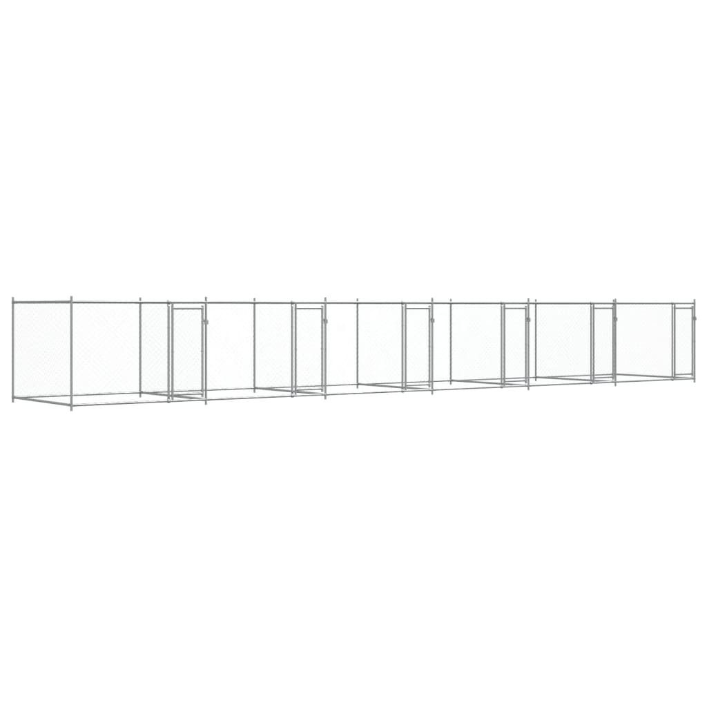 Hundezwinger mit Türen Grau 12x2x1,5 m Verzinkter Stahl