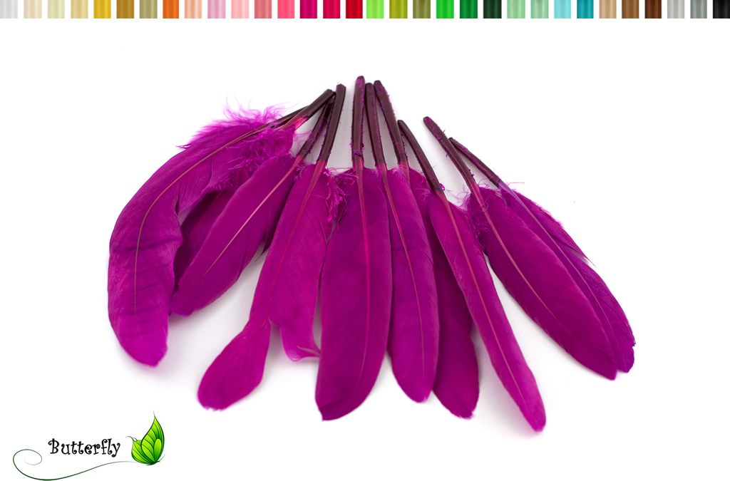 10 Entenfedern ca. 10-15cm, Farbauswahl:magenta / purpur 400