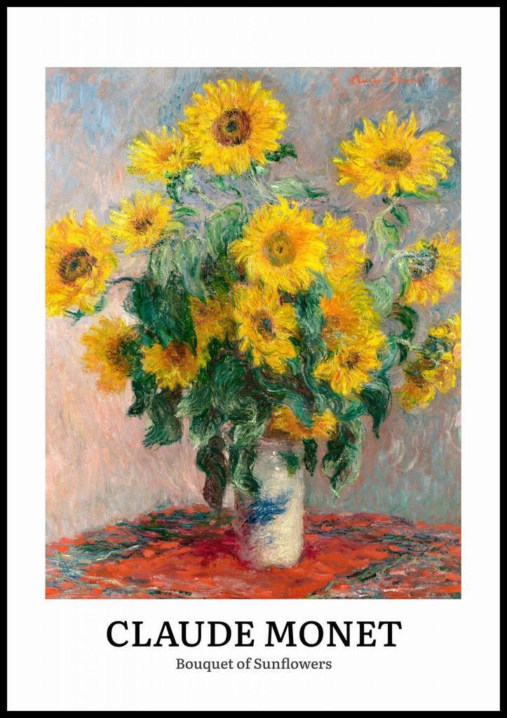 Plakat 70x100cm Design Sonnenblumen, Monet Vintage für das Wohnzimmer
