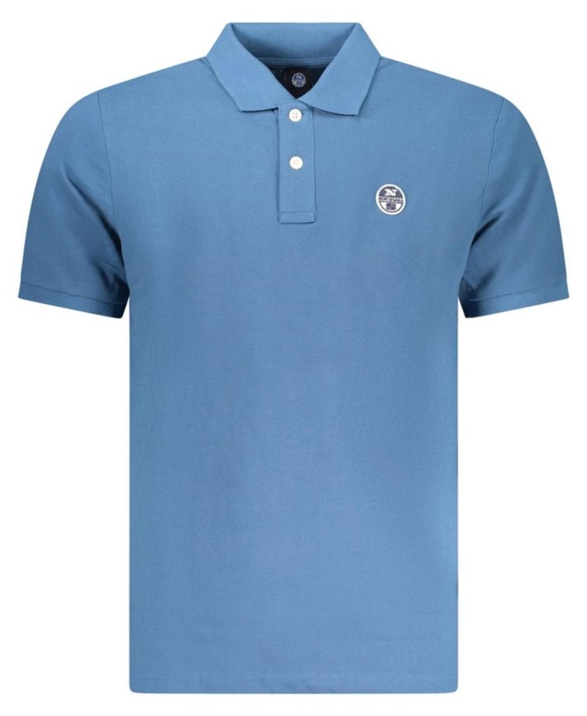 Herren Kurzarm-Poloshirt Blau mit Applikation und Logo