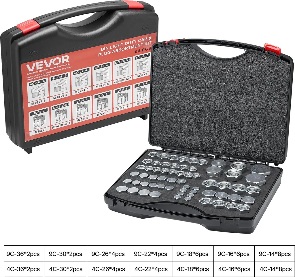 Bouchons Hydrauliques DIN anti-fuite : Kit de 64 pièces Haute Précision