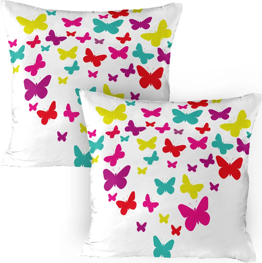 ABAKUHAUS Federe 80x80 cm Stampa Cuore Farfalle - Set 2 Decorativo